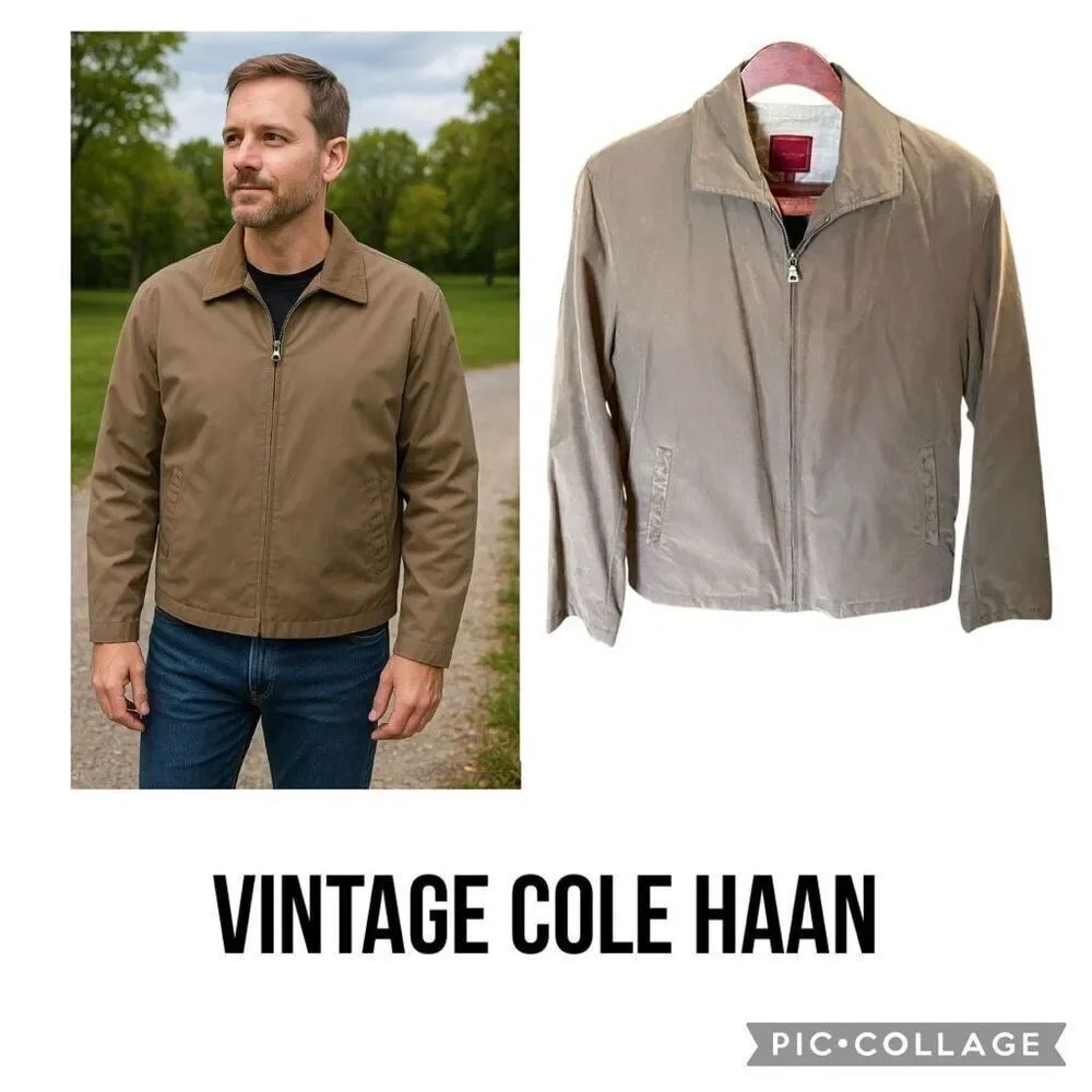 Vintage Cole Haan Country Lightweight Jacket Suede Trim 1990s Size Small